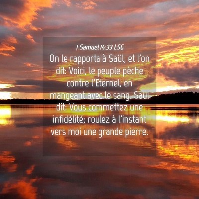 Picture 04 - 1 Samuel 14:33 LSG - On le rapporta à Saül, et l'on dit: Voici, le - Bible Verse Picture
