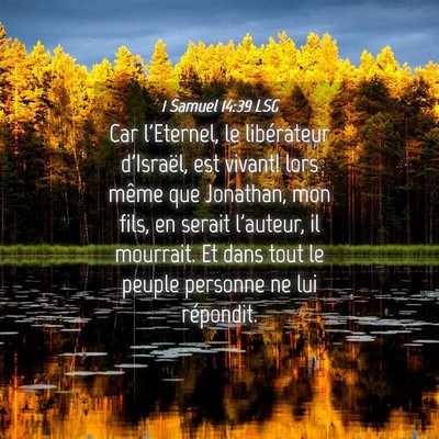 Picture 04 - 1 Samuel 14:39 LSG - Car l'Eternel, le libérateur d'Israël, est - Bible Verse Picture