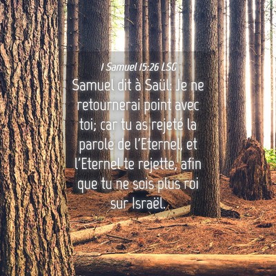 Picture 04 - 1 Samuel 15:26 LSG - Samuel dit à Saül: Je ne retournerai point avec - Bible Verse Picture