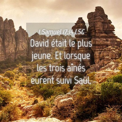 Picture 04 - 1 Samuel 17:14 LSG - David était le plus jeune. Et lorsque les trois - Bible Verse Picture
