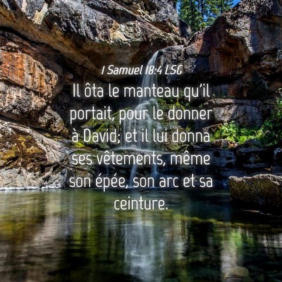 Picture 04 - 1 Samuel 18:4 LSG - Il ôta le manteau qu'il portait, pour le donner - Bible Verse Picture