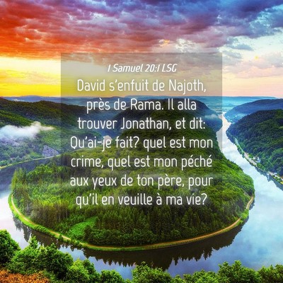 Picture 04 - 1 Samuel 20:1 LSG - David s'enfuit de Najoth, près de Rama. Il alla - Bible Verse Picture