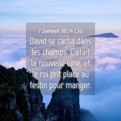 Picture 04 - 1 Samuel 20:24 LSG - David se cacha dans les champs. C'était la - Bible Verse Picture
