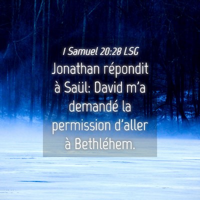 Picture 04 - 1 Samuel 20:28 LSG - Jonathan répondit à Saül: David m'a demandé - Bible Verse Picture