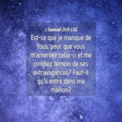 Picture 04 - 1 Samuel 21:15 LSG - Est-ce que je manque de fous, pour que vous - Bible Verse Picture