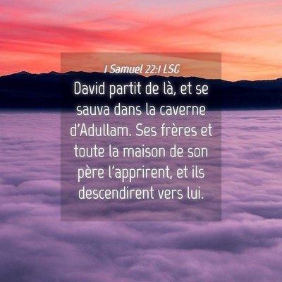 Picture 04 - 1 Samuel 22:1 LSG - David partit de là, et se sauva dans la caverne - Bible Verse Picture