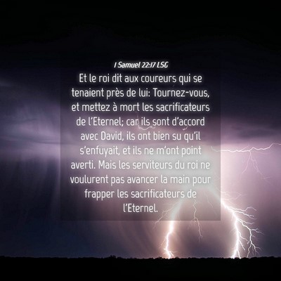 Picture 04 - 1 Samuel 22:17 LSG - Et le roi dit aux coureurs qui se tenaient près - Bible Verse Picture