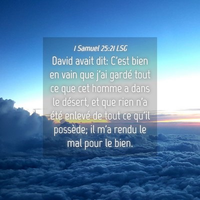 Picture 04 - 1 Samuel 25:21 LSG - David avait dit: C'est bien en vain que j'ai - Bible Verse Picture