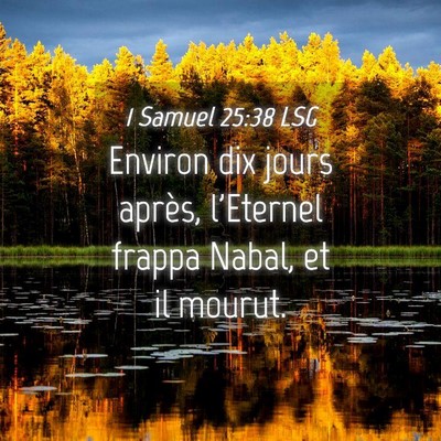Picture 04 - 1 Samuel 25:38 LSG - Environ dix jours après, l'Eternel frappa Nabal, - Bible Verse Picture