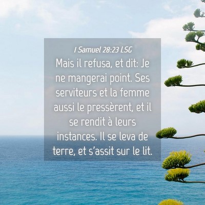 Picture 04 - 1 Samuel 28:23 LSG - Mais il refusa, et dit: Je ne mangerai point. Ses - Bible Verse Picture