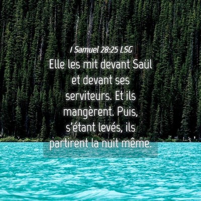 Picture 04 - 1 Samuel 28:25 LSG - Elle les mit devant Saül et devant ses - Bible Verse Picture