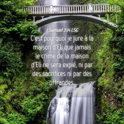Picture 04 - 1 Samuel 3:14 LSG - C'est pourquoi je jure à la maison d'Eli que - Bible Verse Picture