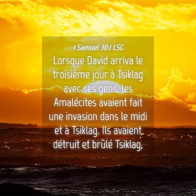 Picture 04 - 1 Samuel 30:1 LSG - Lorsque David arriva le troisième jour à - Bible Verse Picture