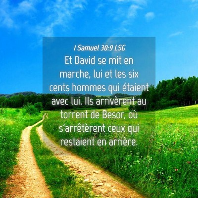 Picture 04 - 1 Samuel 30:9 LSG - Et David se mit en marche, lui et les six cents - Bible Verse Picture