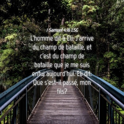 Picture 04 - 1 Samuel 4:16 LSG - L'homme dit à Eli: J'arrive du champ de - Bible Verse Picture