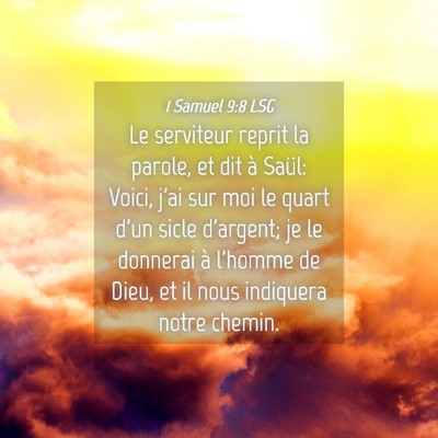 Picture 04 - 1 Samuel 9:8 LSG - Le serviteur reprit la parole, et dit à Saül: - Bible Verse Picture
