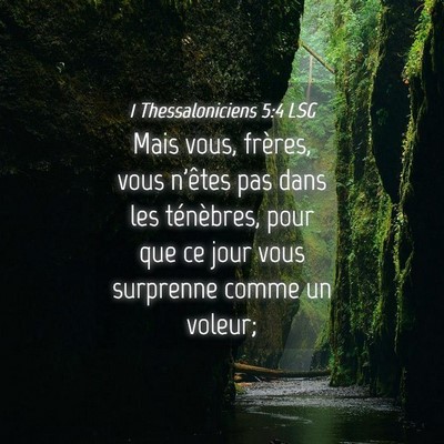 Picture 04 - 1 Thessaloniciens 5:4 LSG - Mais vous, frères, vous n'êtes pas dans les - Bible Verse Picture