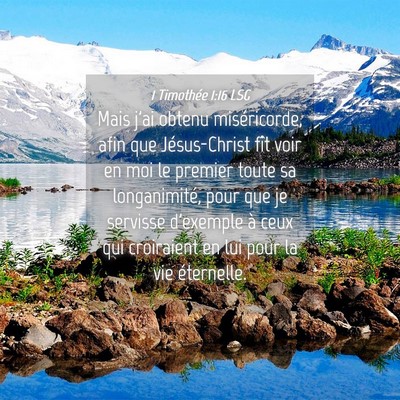 Picture 04 - 1 Timothée 1:16 LSG - Mais j'ai obtenu miséricorde, afin que - Bible Verse Picture