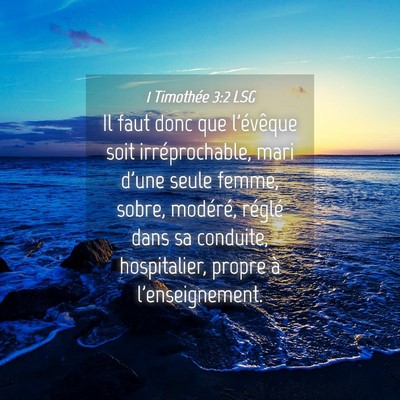 Picture 04 - 1 Timothée 3:2 LSG - Il faut donc que l'évêque soit irréprochable, - Bible Verse Picture