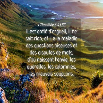 Picture 04 - 1 Timothée 6:4 LSG - il est enflé d'orgueil, il ne sait rien, et il a - Bible Verse Picture
