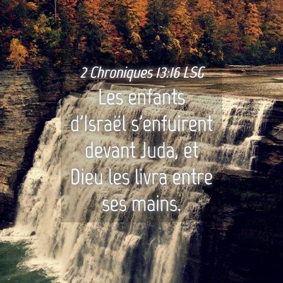 Picture 04 - 2 Chroniques 13:16 LSG - Les enfants d'Israël s'enfuirent devant Juda, et - Bible Verse Picture