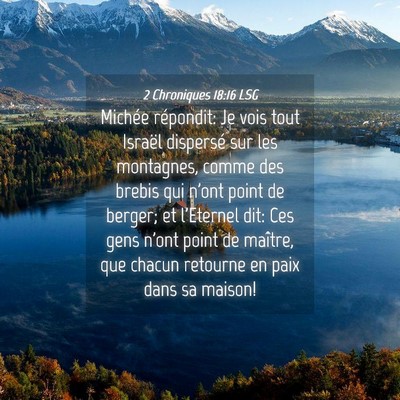 Picture 04 - 2 Chroniques 18:16 LSG - Michée répondit: Je vois tout Israël dispersé - Bible Verse Picture