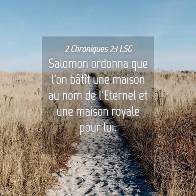 Picture 04 - 2 Chroniques 2:1 LSG - Salomon ordonna que l'on bâtît une maison au - Bible Verse Picture