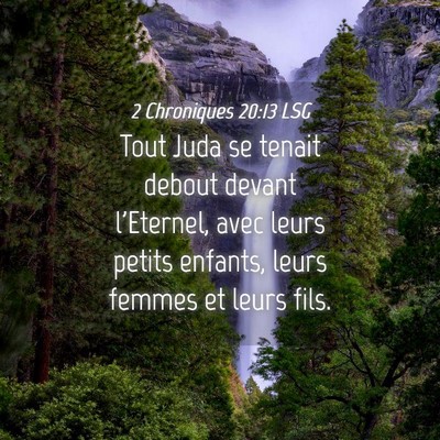 Picture 04 - 2 Chroniques 20:13 LSG - Tout Juda se tenait debout devant l'Eternel, avec - Bible Verse Picture