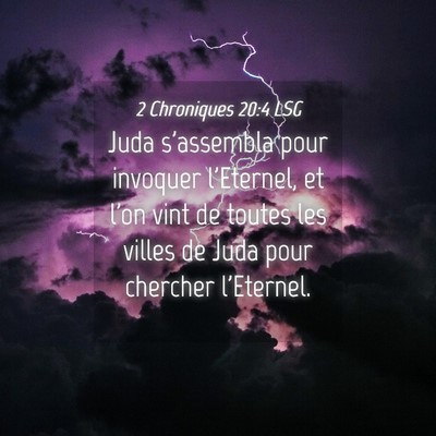 Picture 04 - 2 Chroniques 20:4 LSG - Juda s'assembla pour invoquer l'Eternel, et l'on - Bible Verse Picture