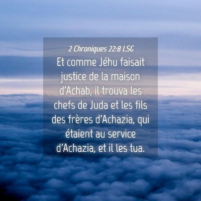 Picture 04 - 2 Chroniques 22:8 LSG - Et comme Jéhu faisait justice de la maison - Bible Verse Picture