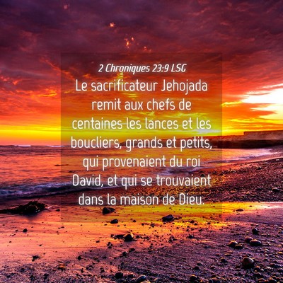 Picture 04 - 2 Chroniques 23:9 LSG - Le sacrificateur Jehojada remit aux chefs de - Bible Verse Picture