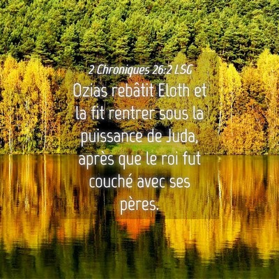 Picture 04 - 2 Chroniques 26:2 LSG - Ozias rebâtit Eloth et la fit rentrer sous la - Bible Verse Picture