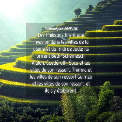 Picture 04 - 2 Chroniques 28:18 LSG - Les Philistins firent une invasion dans les - Bible Verse Picture