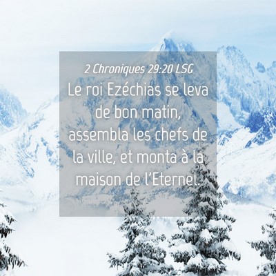 Picture 04 - 2 Chroniques 29:20 LSG - Le roi Ezéchias se leva de bon matin, assembla - Bible Verse Picture