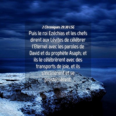 Picture 04 - 2 Chroniques 29:30 LSG - Puis le roi Ezéchias et les chefs dirent aux - Bible Verse Picture