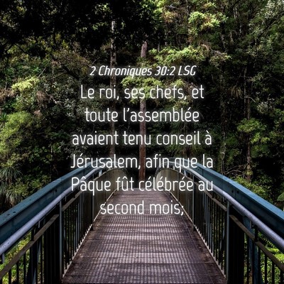 Picture 04 - 2 Chroniques 30:2 LSG - Le roi, ses chefs, et toute l'assemblée avaient - Bible Verse Picture