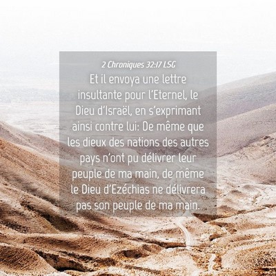 Picture 04 - 2 Chroniques 32:17 LSG - Et il envoya une lettre insultante pour - Bible Verse Picture