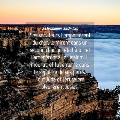Picture 04 - 2 Chroniques 35:24 LSG - Ses serviteurs l'emportèrent du char, le mirent - Bible Verse Picture