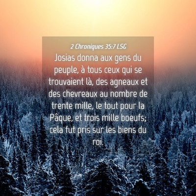 Picture 04 - 2 Chroniques 35:7 LSG - Josias donna aux gens du peuple, à tous ceux qui - Bible Verse Picture