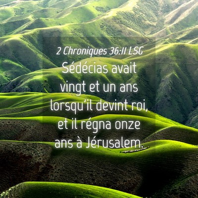 Picture 04 - 2 Chroniques 36:11 LSG - Sédécias avait vingt et un ans lorsqu'il devint - Bible Verse Picture