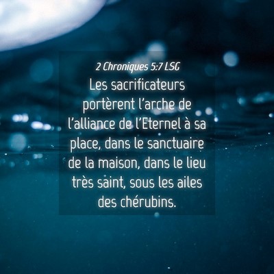 Picture 04 - 2 Chroniques 5:7 LSG - Les sacrificateurs portèrent l'arche de - Bible Verse Picture