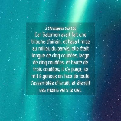 Picture 04 - 2 Chroniques 6:13 LSG - Car Salomon avait fait une tribune d'airain, et - Bible Verse Picture