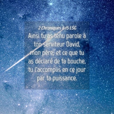 Picture 04 - 2 Chroniques 6:15 LSG - Ainsi tu as tenu parole à ton serviteur David, - Bible Verse Picture