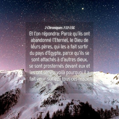 Picture 04 - 2 Chroniques 7:22 LSG - Et l'on répondra: Parce qu'ils ont abandonné - Bible Verse Picture