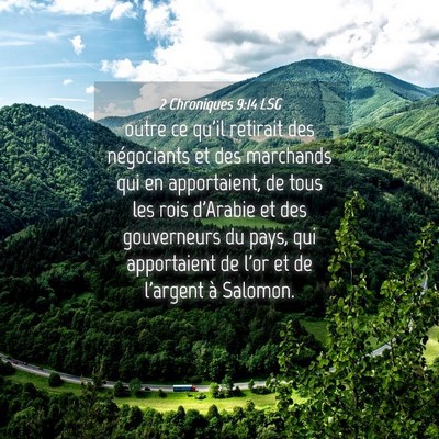 Picture 04 - 2 Chroniques 9:14 LSG - outre ce qu'il retirait des négociants et des - Bible Verse Picture