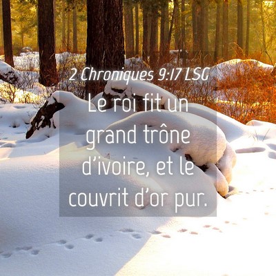 Picture 04 - 2 Chroniques 9:17 LSG - Le roi fit un grand trône d'ivoire, et le - Bible Verse Picture