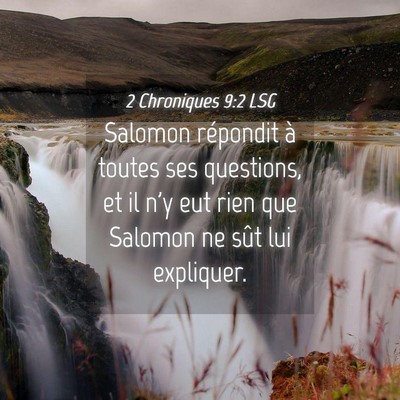 Picture 04 - 2 Chroniques 9:2 LSG - Salomon répondit à toutes ses questions, et il - Bible Verse Picture