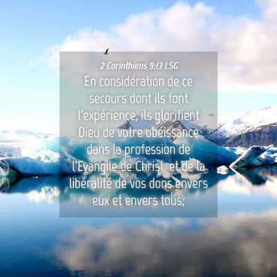 Picture 04 - 2 Corinthiens 9:13 LSG - En considération de ce secours dont ils font - Bible Verse Picture