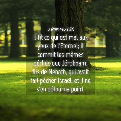 Picture 04 - 2 Rois 13:2 LSG - Il fit ce qui est mal aux yeux de l'Eternel; il - Bible Verse Picture