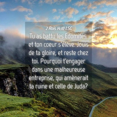 Picture 04 - 2 Rois 14:10 LSG - Tu as battu les Edomites, et ton coeur s'élève. - Bible Verse Picture